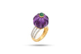 Load image into Gallery viewer, Amethyst Carving Balls & Emerald Round Cabs Ring - 14K Gold
