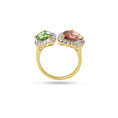 Load image into Gallery viewer, Green & Pink Tourmaline Diamond Ring in 18K Gold, Multi Gemstone Ring
