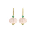 Load image into Gallery viewer, Morganite & Emerald Drop Earrings in 14K Gold with Diamonds
