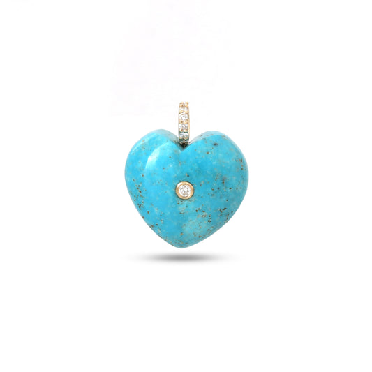 Turquoise Heart Pendant with Diamond Accent in 14K Gold