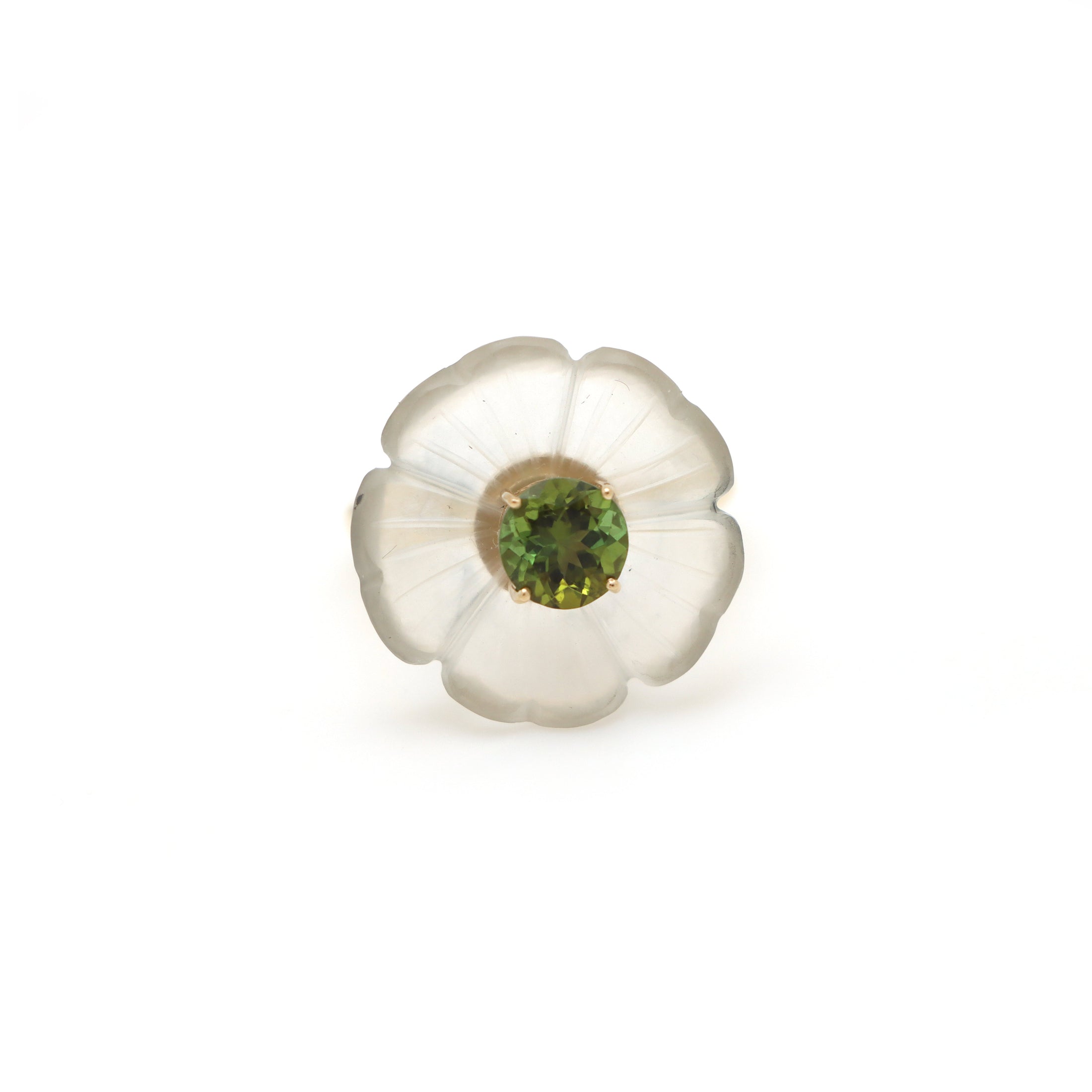 14k Gold Crystal Craving And Green Tourmaline Gemstone Ring