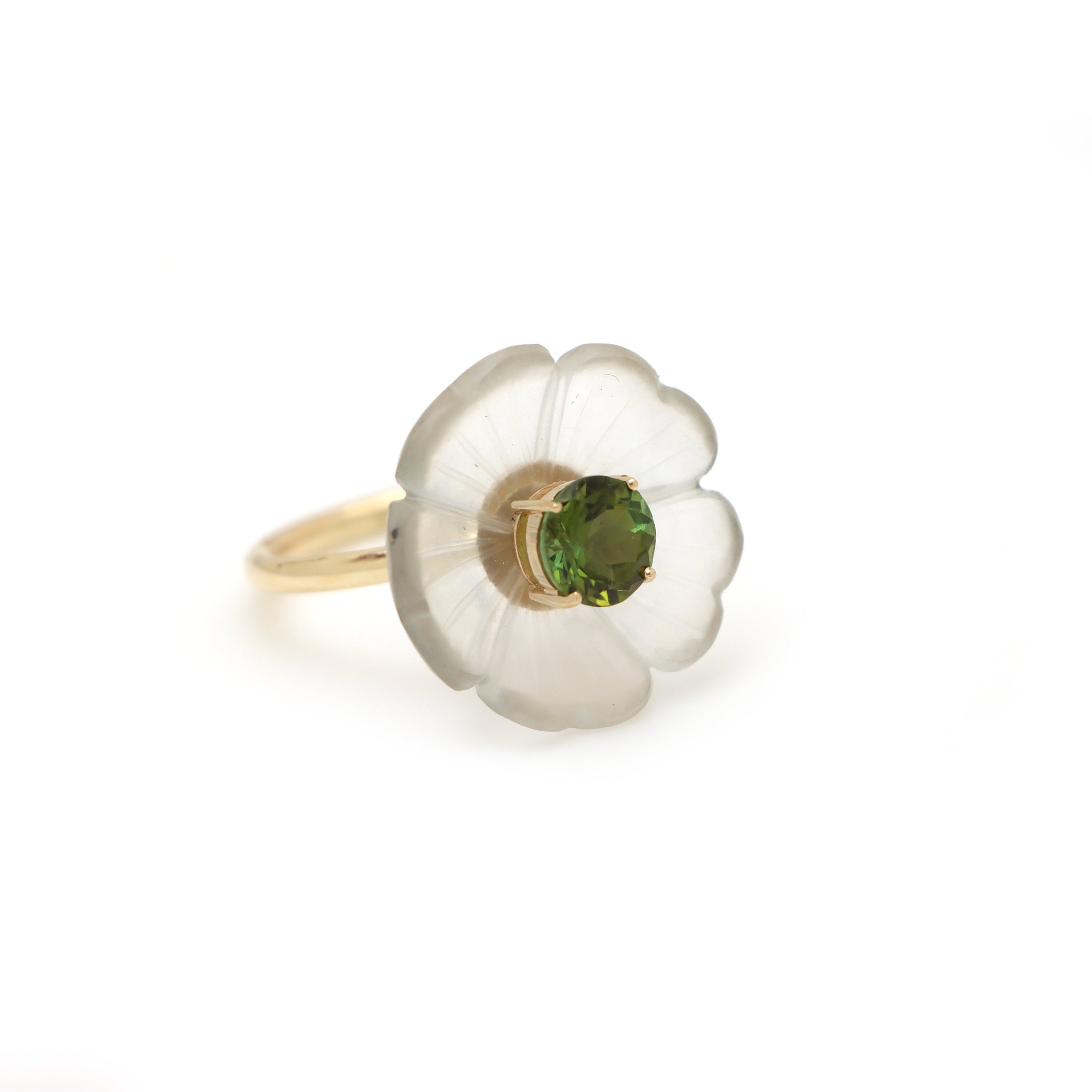 14k Gold Crystal Craving And Green Tourmaline Gemstone Ring