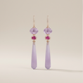 Load image into Gallery viewer, Natural Pink Amethyst & Ruby 14K Solid Gold Earrings with Yttrium Fluorite | Handcrafted Fine Jewelry
