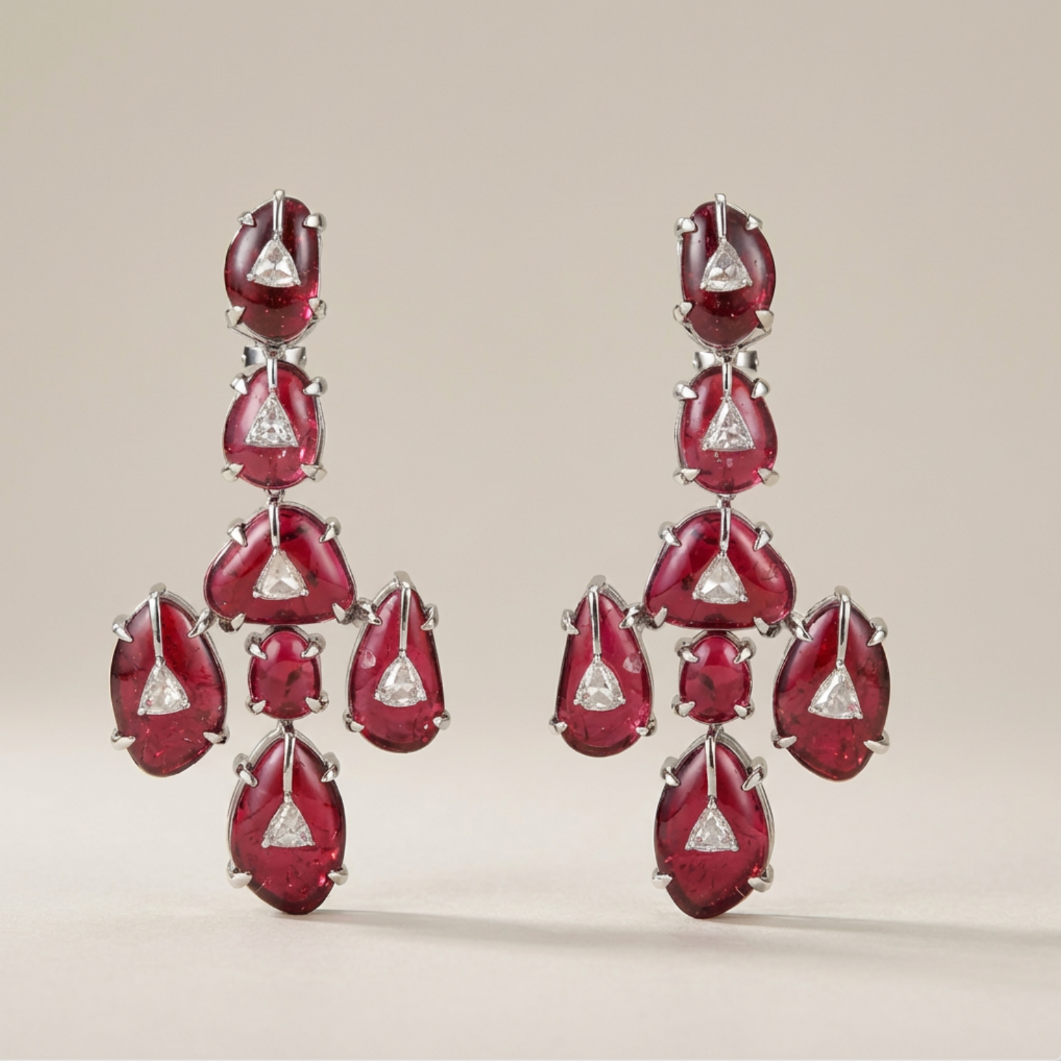 Natural Tourmaline With Diamond 18k Gold Earrings