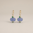 Load image into Gallery viewer, Natural Blue Chalcedony & Emerald 14K Solid Gold Earrings | Handcrafted Fine Jewelry
