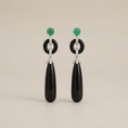 Load image into Gallery viewer, Natural Black Onyx & Emerald 14K Solid Gold Earrings | Handcrafted Fine Jewelry
