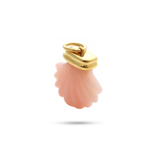 Natural Pink Opal 14K gold charm side angle - NFJSD-1341