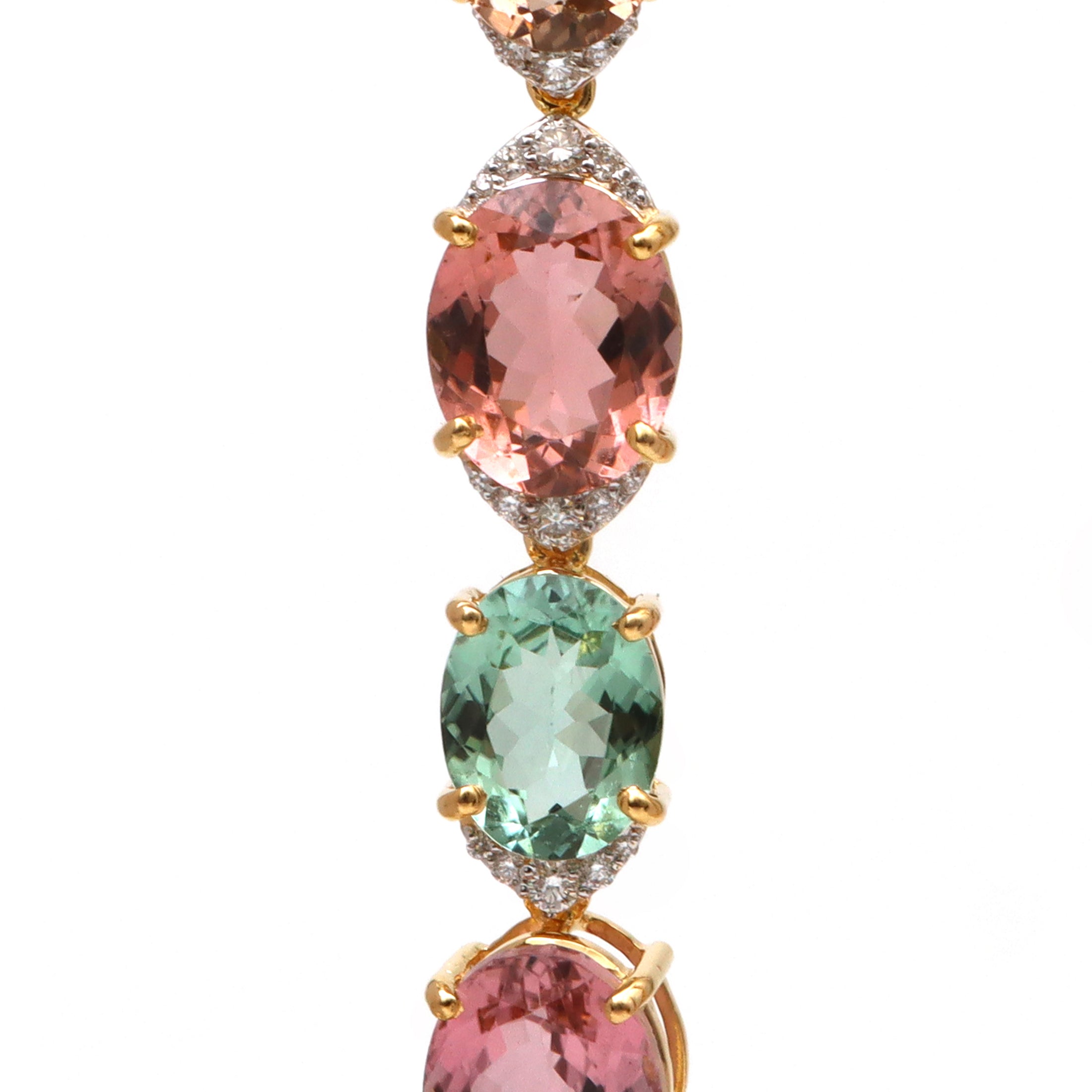 Natural Tourmaline 18K gold earrings side angle - NFJSD-1736