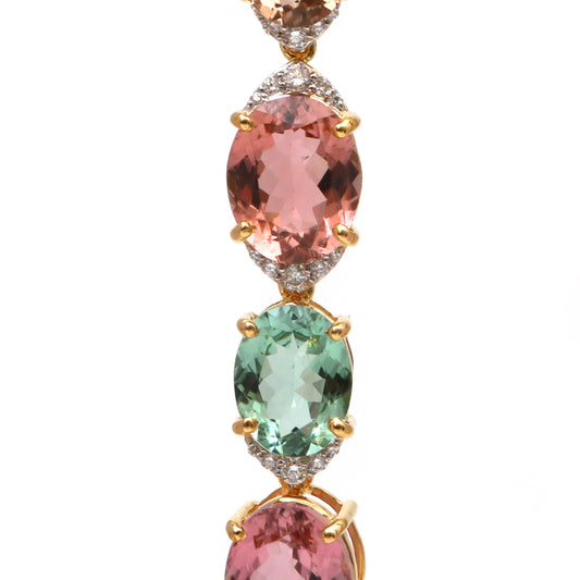 Natural Tourmaline 18K gold earrings side angle - NFJSD-1736