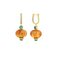 Load image into Gallery viewer, Natural Citrine and Emerald 14K gold earrings close-up detail - NFJSD-1941
