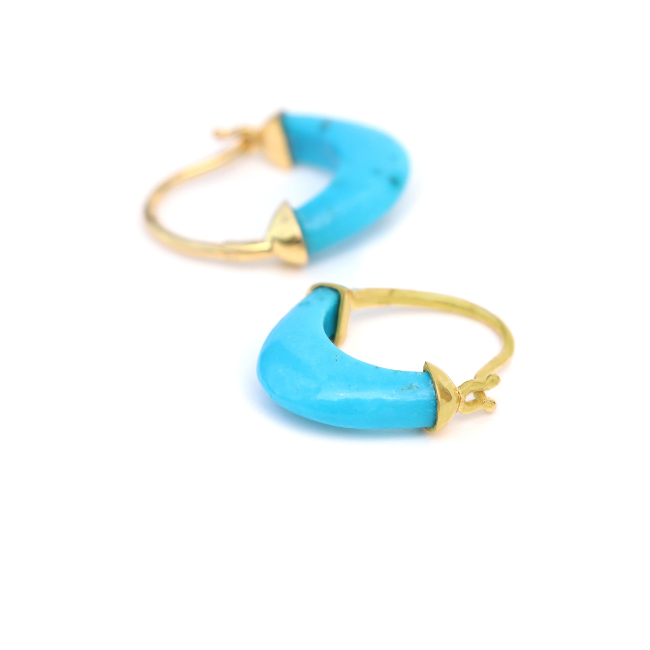 Natural Turquoise 18K gold earrings lifestyle shot - NFJSD-1782