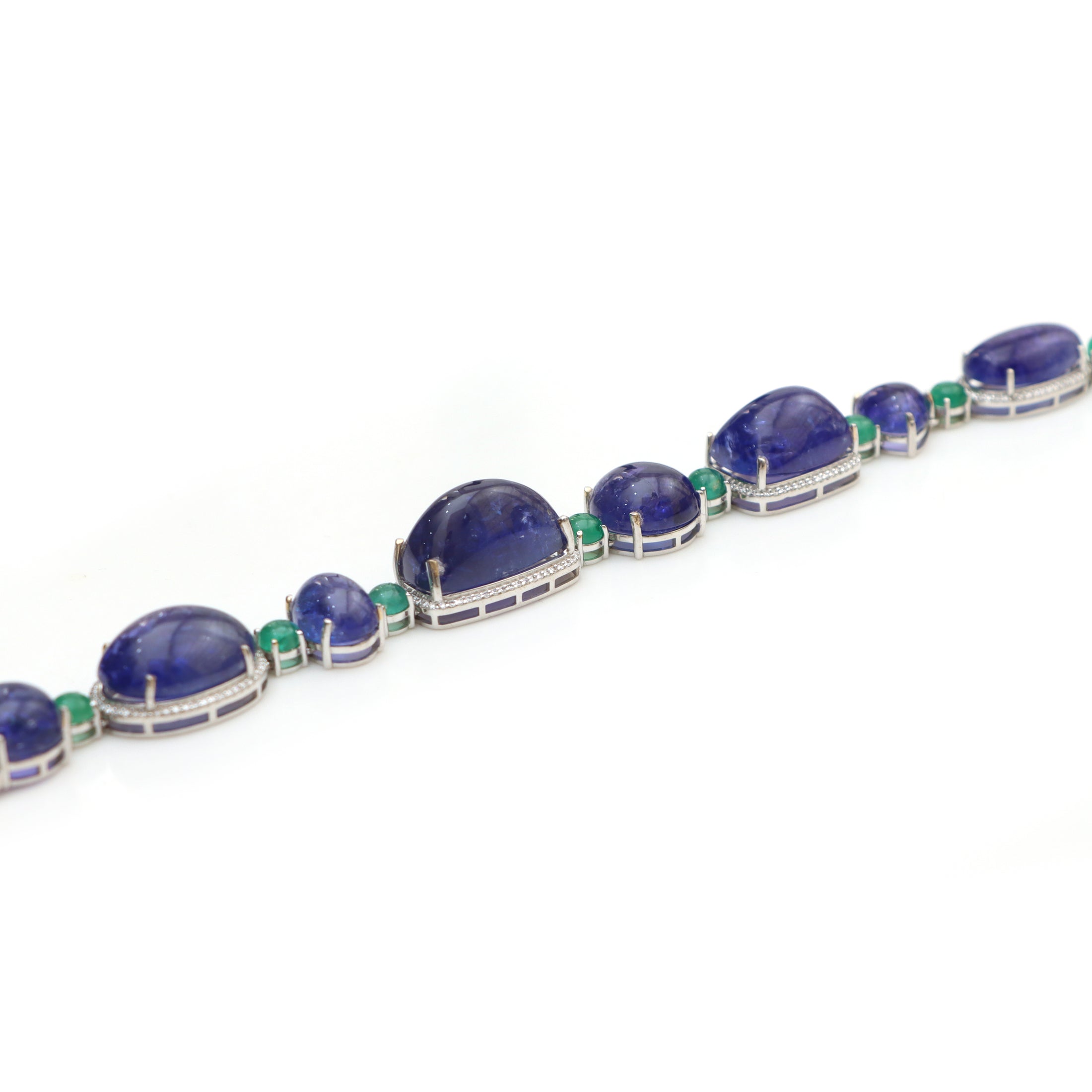 Natural Tanzanite and Emerald 18K gold bracelet back view - NFJSD-1473