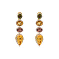 Load image into Gallery viewer, Natural Mix Tourmaline and Yellow Aqua 18K gold earrings back view - NFJSD-1615
