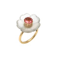 Load image into Gallery viewer, Natural Crystal Carving and Pink Tourmaline 14K gold ring top view - NFJSD-1621
