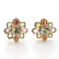 Load image into Gallery viewer, Natural Aquamarine and Tourmaline 18K gold earrings front view - NFJSD-1470
