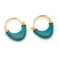Load image into Gallery viewer, Natural Turquoise 18K gold earrings back view - NFJSD-1686
