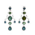 Load image into Gallery viewer, Natural LBT and Tourmaline 18K gold earrings back view - NFJSD-1724
