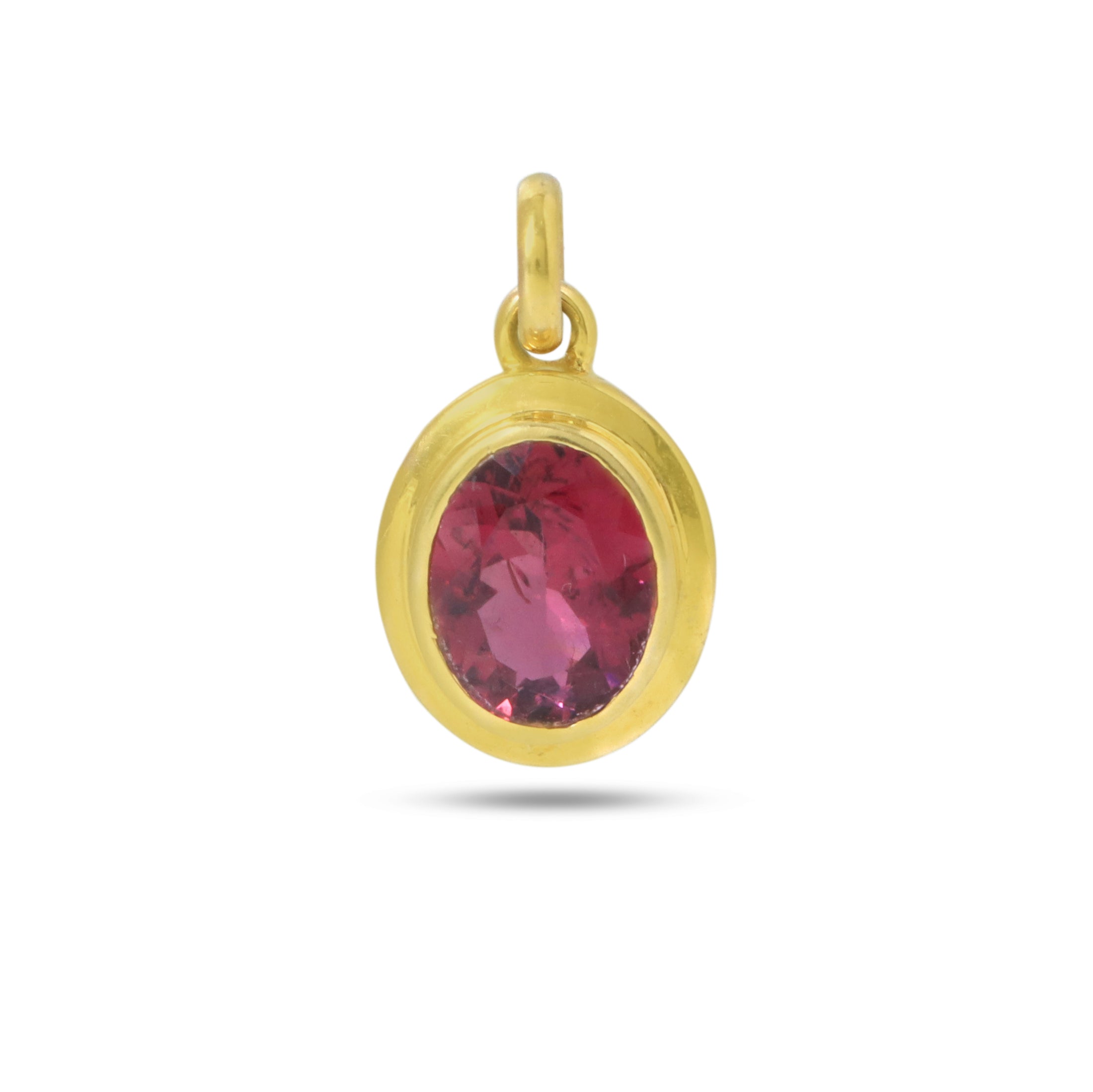 Natural Tourmaline 14K gold pendant side angle - NFJSD-1529