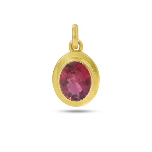 Natural Tourmaline 14K gold pendant side angle - NFJSD-1529