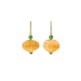 Load image into Gallery viewer, Natural Citrine and Emerald 14K gold earrings back view - NFJSD-1993
