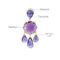 Load image into Gallery viewer, Natural Amethyst and Tanzanite 18K gold pendant side angle - NFJSD-1828
