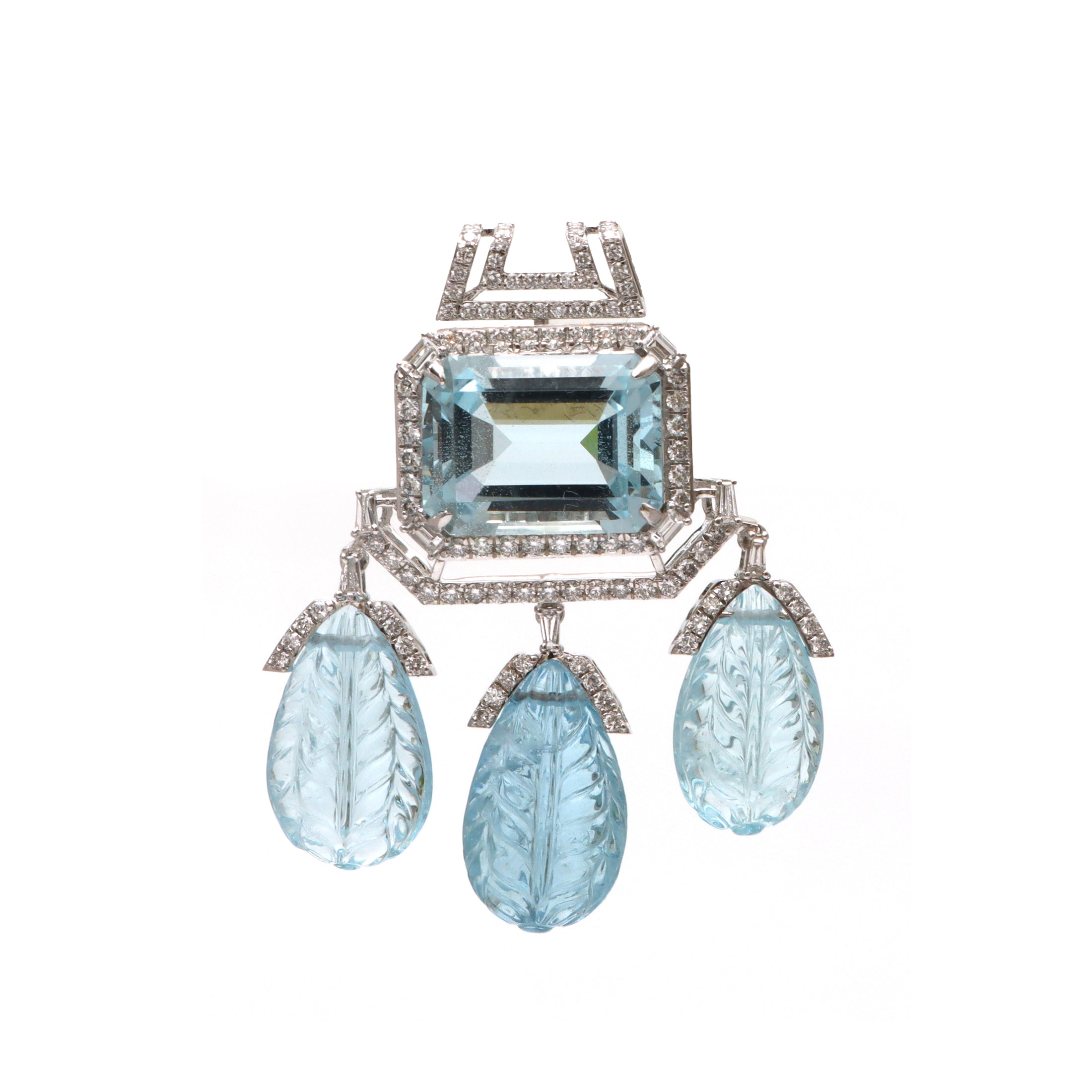 Natural Aqua 18K gold pendant top view - NFJSD-1660