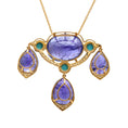 Load image into Gallery viewer, Natural Turquoise and Tanzanite 18K gold necklace back view - NFJSD-1751
