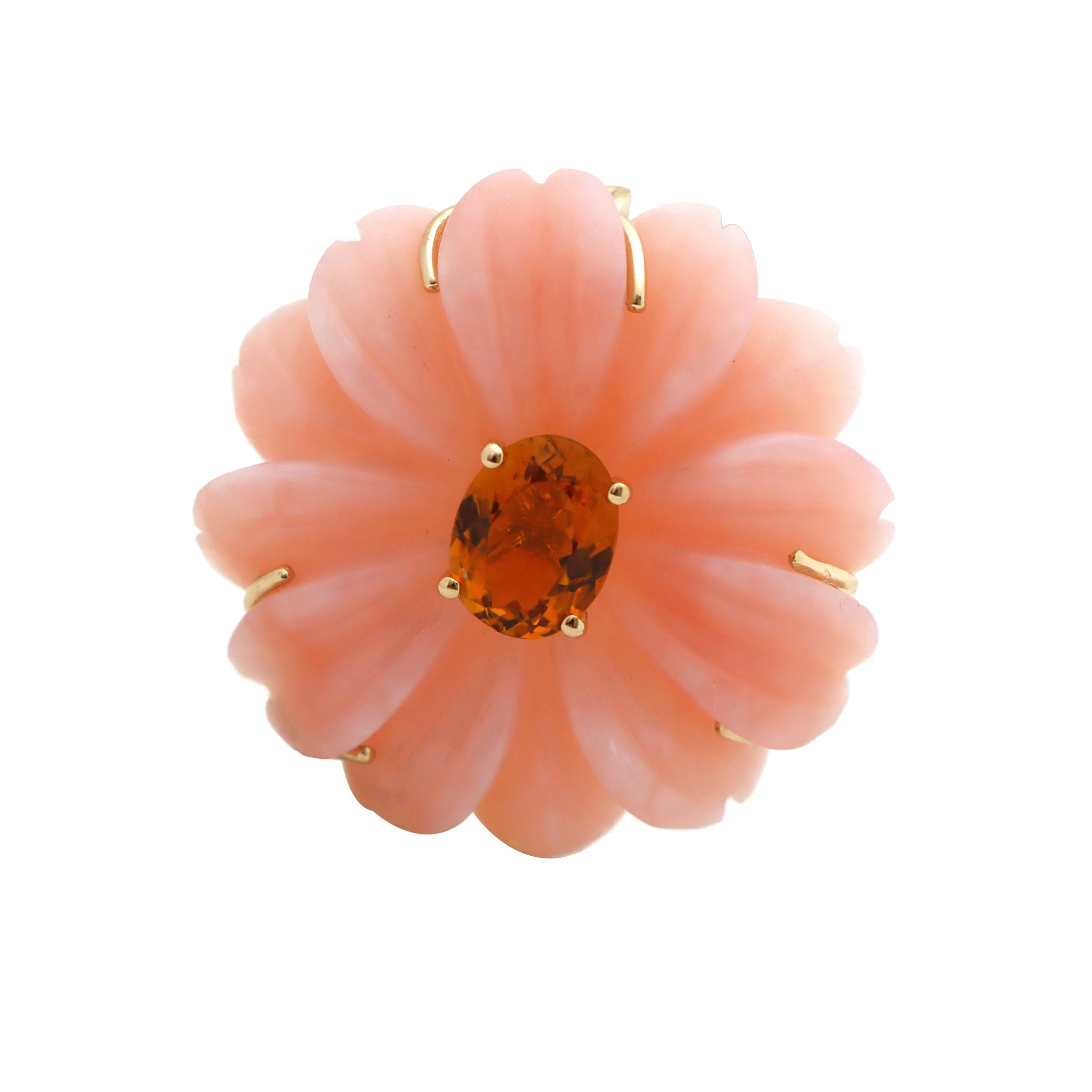 Natural Pink Opal and Pink Tourmaline 14K gold pendant back view - NFJSD-1588