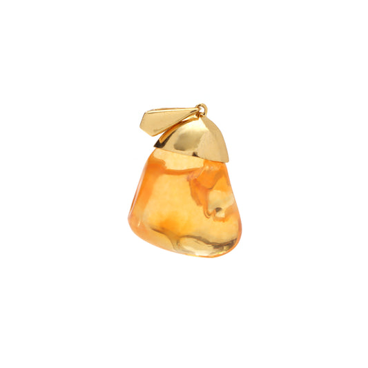 Natural Fire Opal 18K gold pendant front view - NFJSD-1478