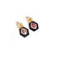 Load image into Gallery viewer, Natural Black Onyx and Citrine 18K gold earrings on-hand view - NFJSD-1796
