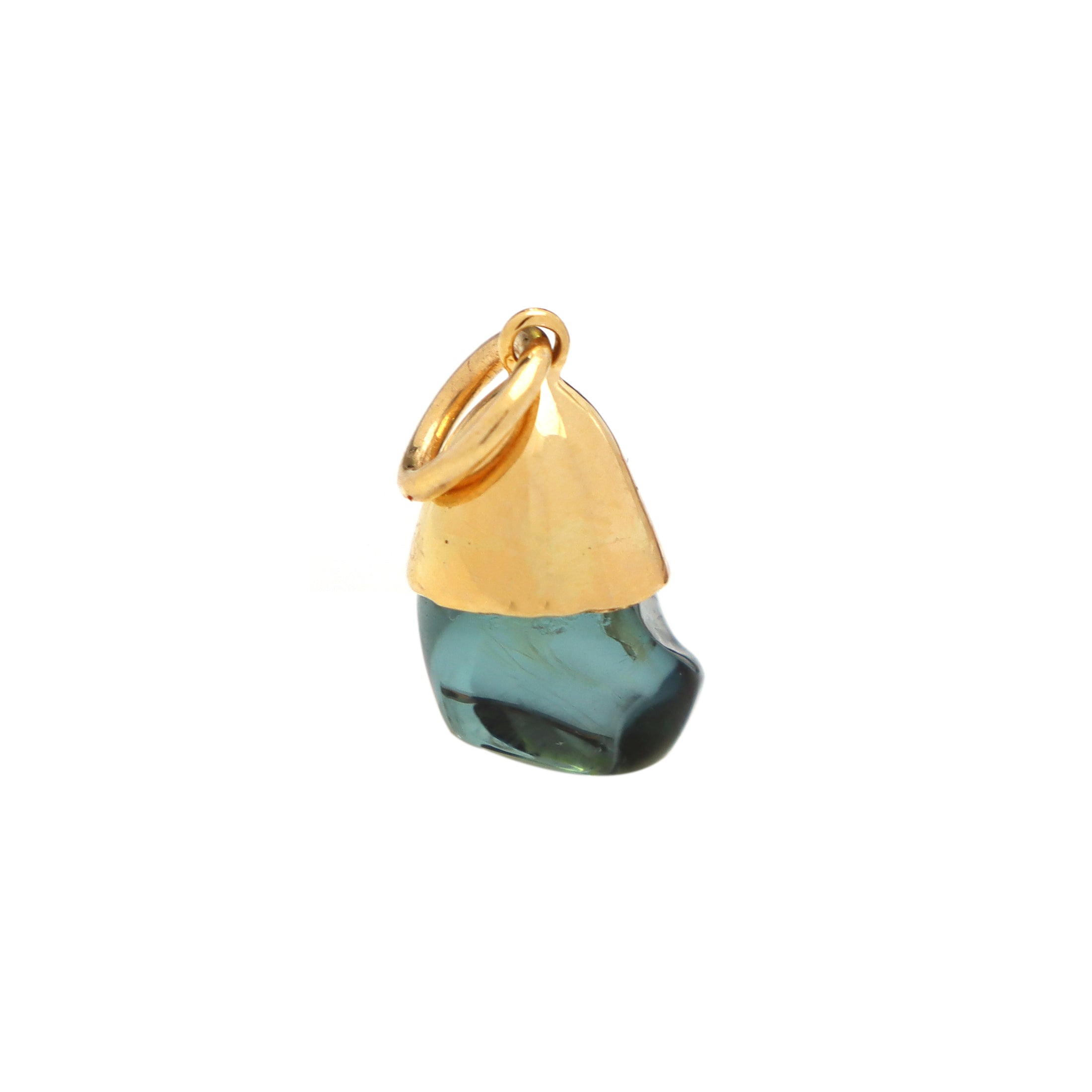 Natural Tourmaline 18K gold pendant top view - NFJSD-1484