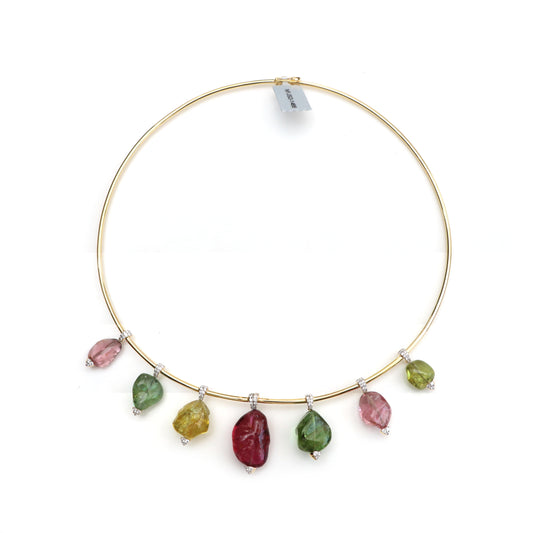 Natural Tourmaline 14K gold necklace front view - NFJSD-1468