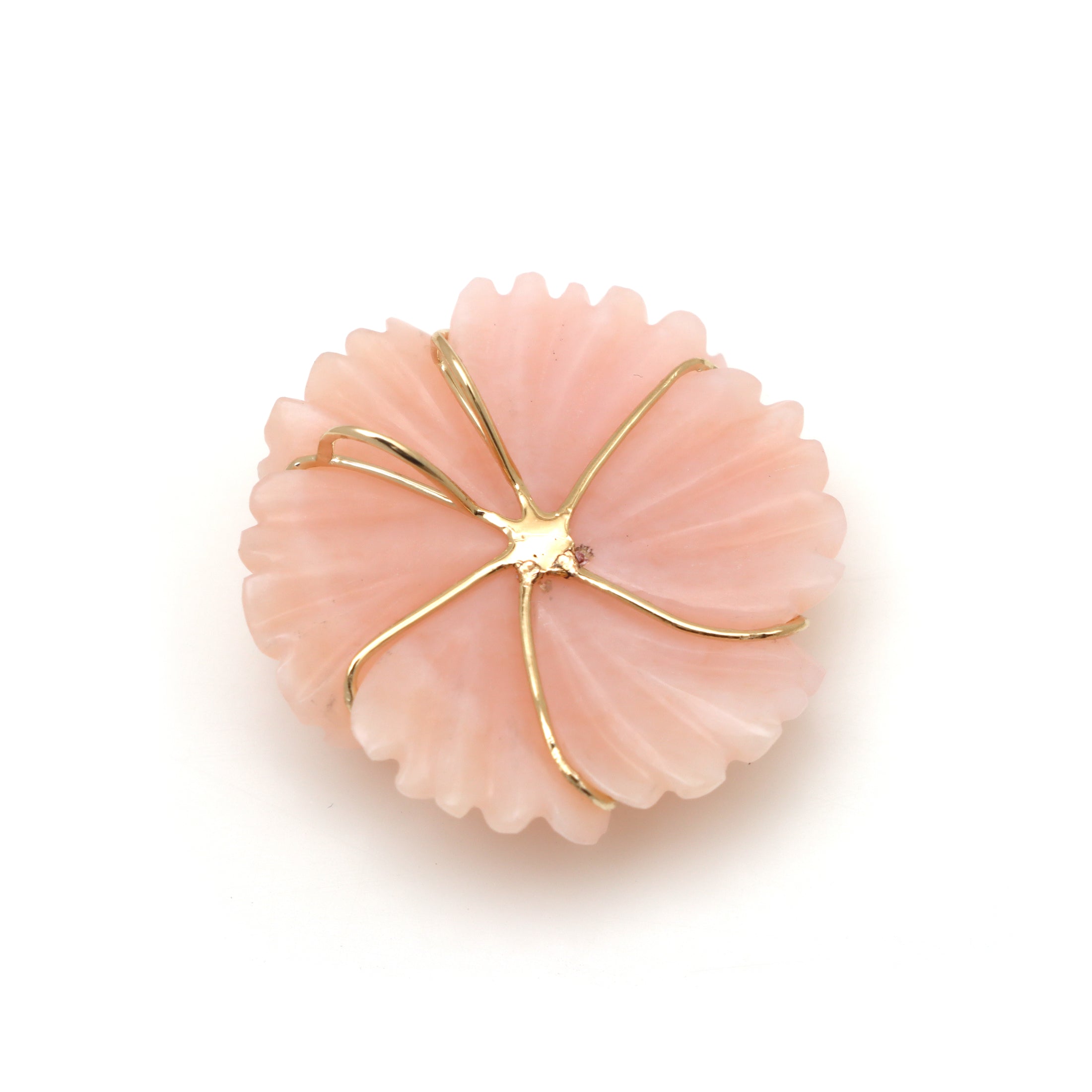 Natural Pink Opal and Tourmaline 14K gold pendant close-up detail - NFJSD-1747