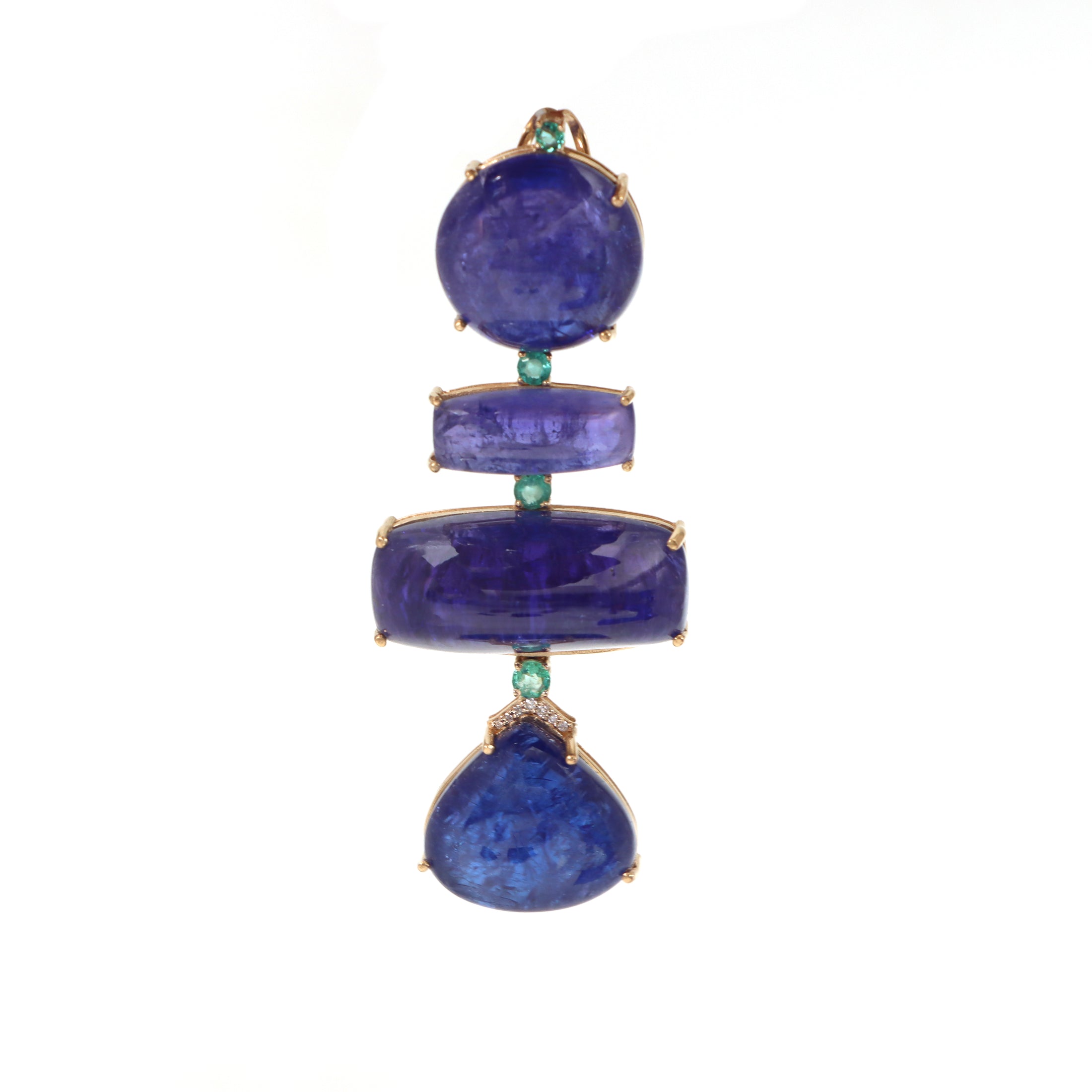 Natural Tanzanite and Emerald 18K gold necklace top view - NFJSD-1456