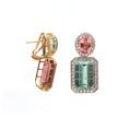 Load image into Gallery viewer, Natural Tourmaline 18K gold earrings side angle - NFJSD-1461
