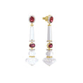 Load image into Gallery viewer, Natural Crystal and Tourmaline 14K gold earrings on-hand view - NFJSD-1829

