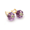 Load image into Gallery viewer, Natural Amethyst and Emerald 18K gold earrings back view - NFJSD-1601
