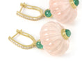 Load image into Gallery viewer, Natural Morganite and Emerald 14K gold earrings side angle - NFJSD-1930
