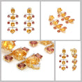 Load image into Gallery viewer, Natural Citrine and Tourmaline 18K gold earrings top view - NFJSD-1800
