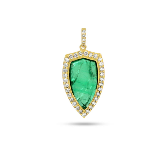 Natural Emerald 18K gold pendant front view - NFJSD-1900