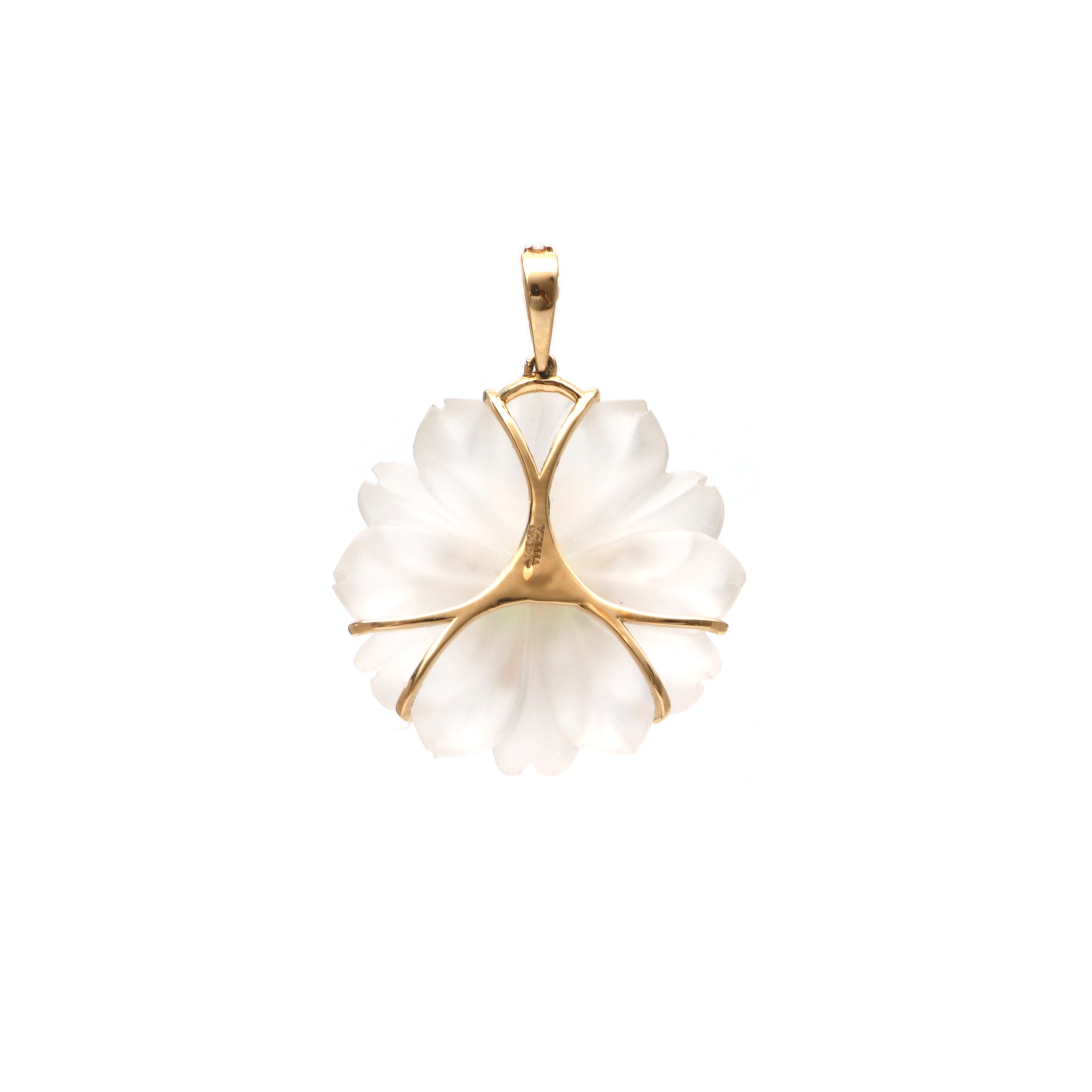 Natural Crystal Carving and Peridot 14K gold pendant top view - NFJSD-1644