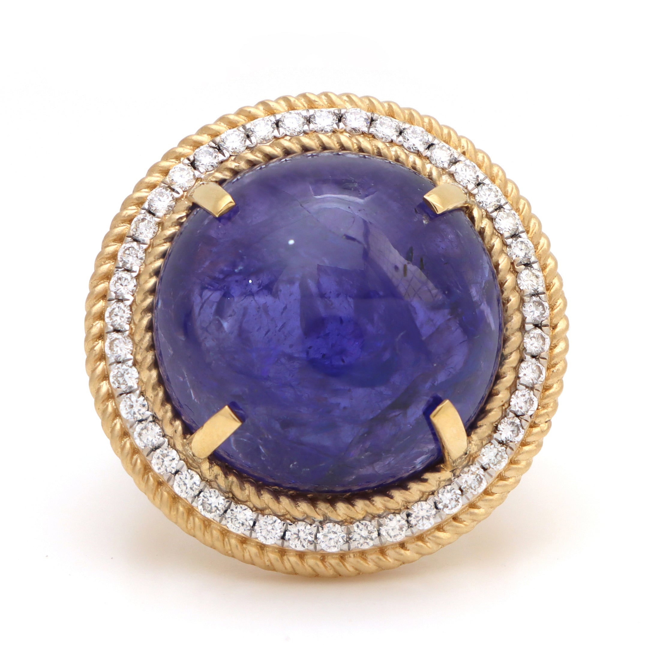 Natural Tanzanite 18K gold ring top view - NFJSD-1531