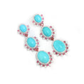 Load image into Gallery viewer, Natural Turquoise and Tourmaline 18K gold earrings close-up detail - NFJSD-1845
