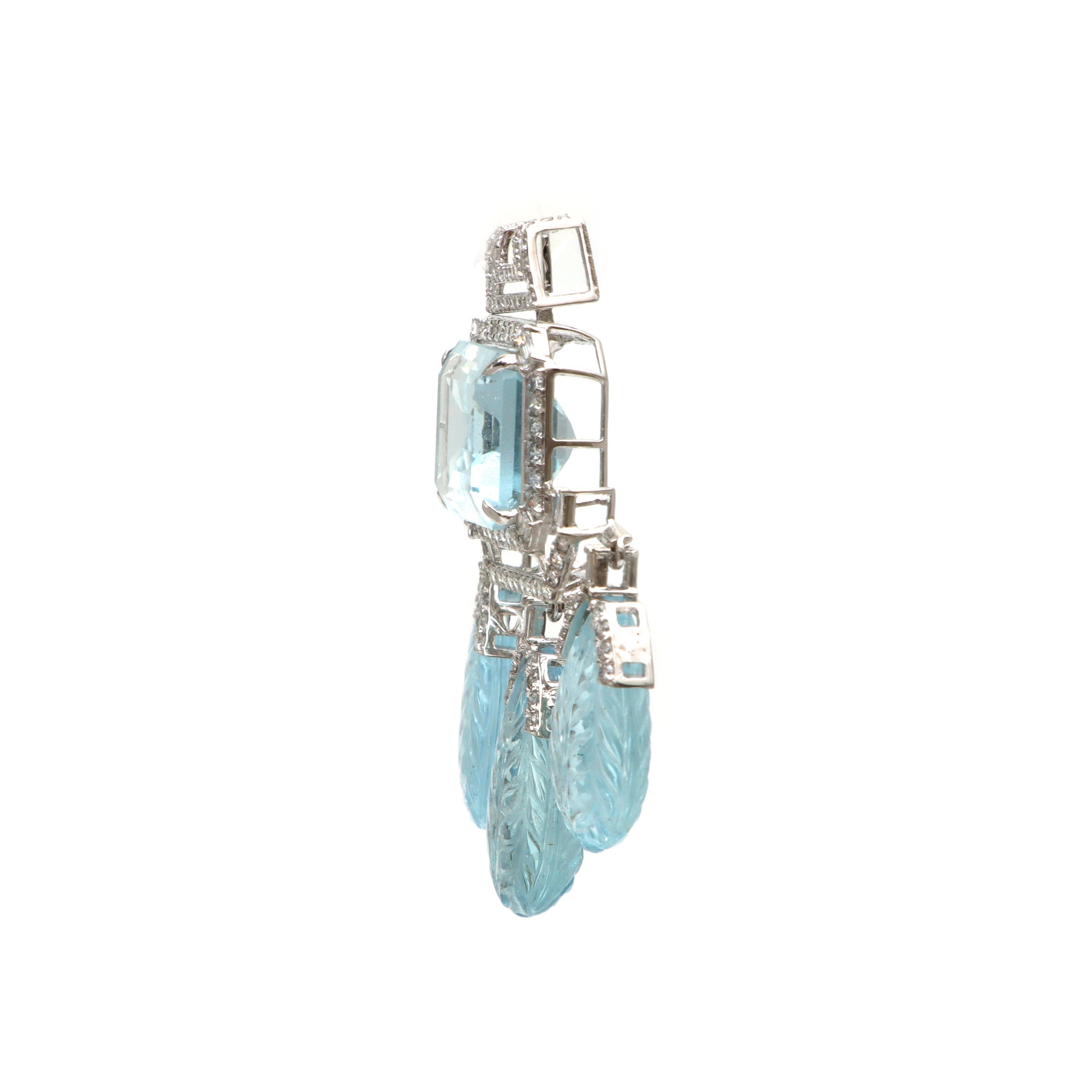 Natural Aqua 18K gold pendant back view - NFJSD-1660