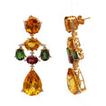 Load image into Gallery viewer, Natural Tourmaline and Yellow Aqua 18K gold earrings close-up detail - NFJSD-1598
