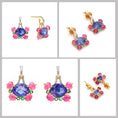 Load image into Gallery viewer, Natural Tourmaline and Tanzanite 18K gold earrings top view - NFJSD-1797
