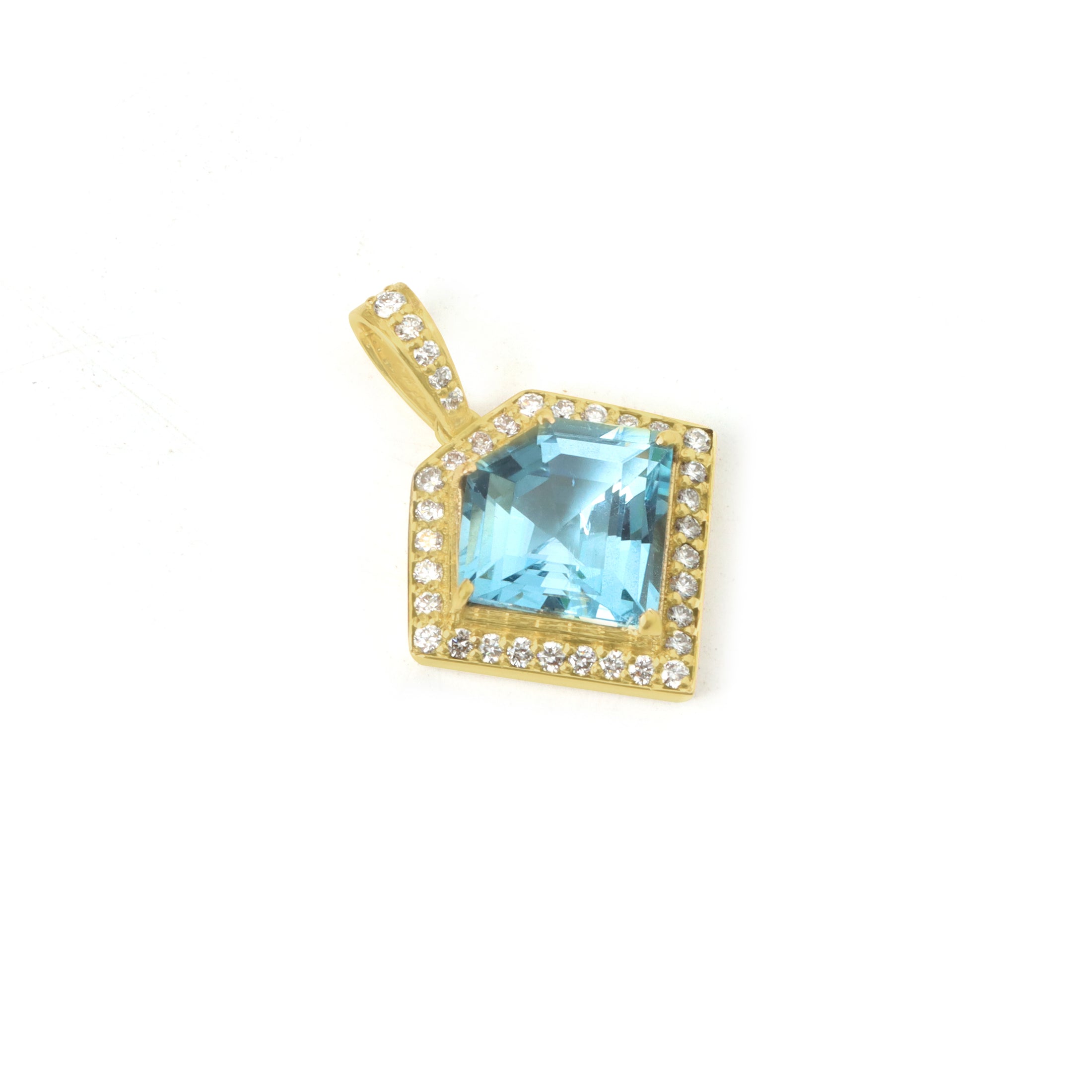 Natural Aqua 18K gold pendant top view - NFJSD-1905