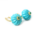 Load image into Gallery viewer, Natural Turquoise and Emerald 14K gold earrings top view - NFJSD-1903
