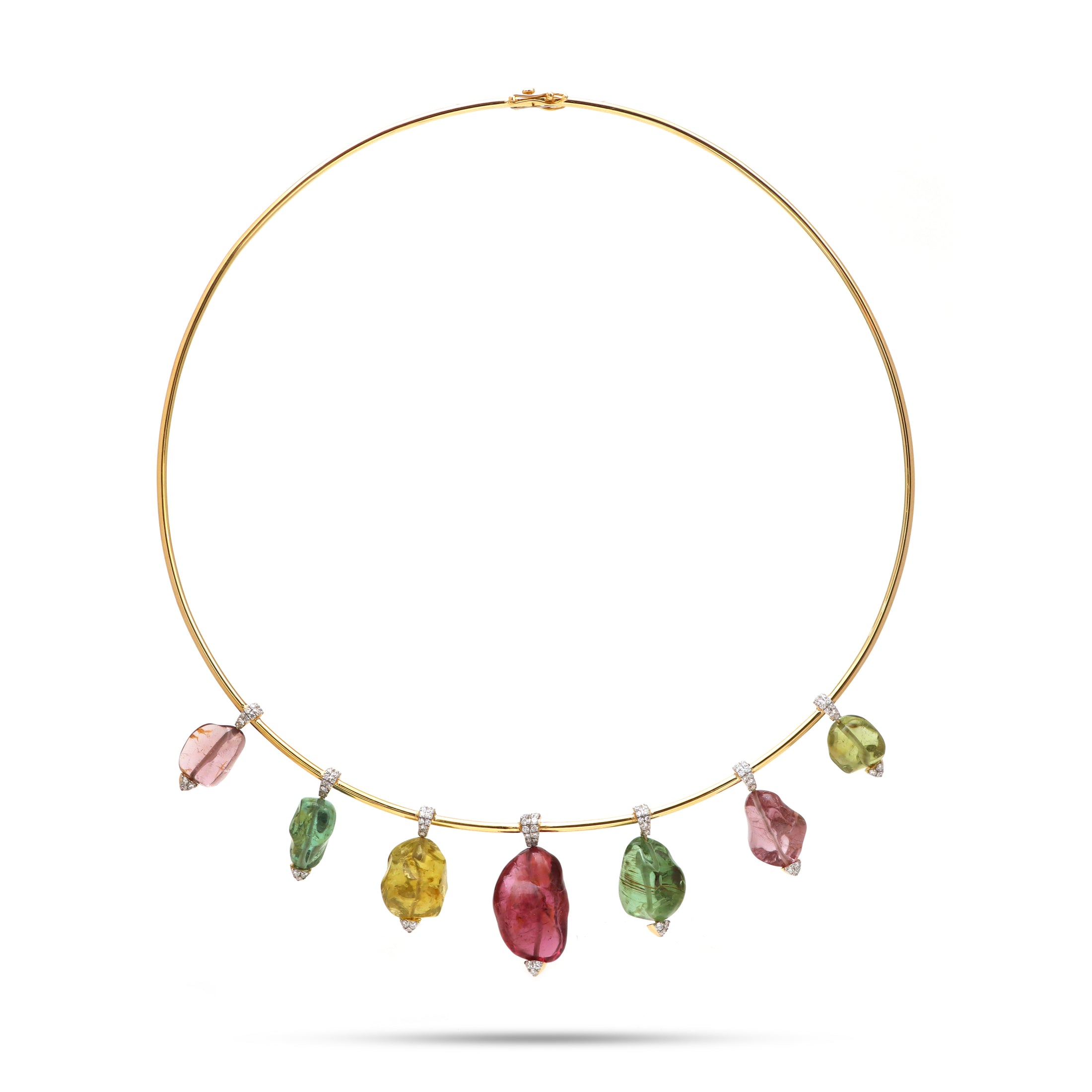 Natural Tourmaline 14K gold necklace close-up detail - NFJSD-1468