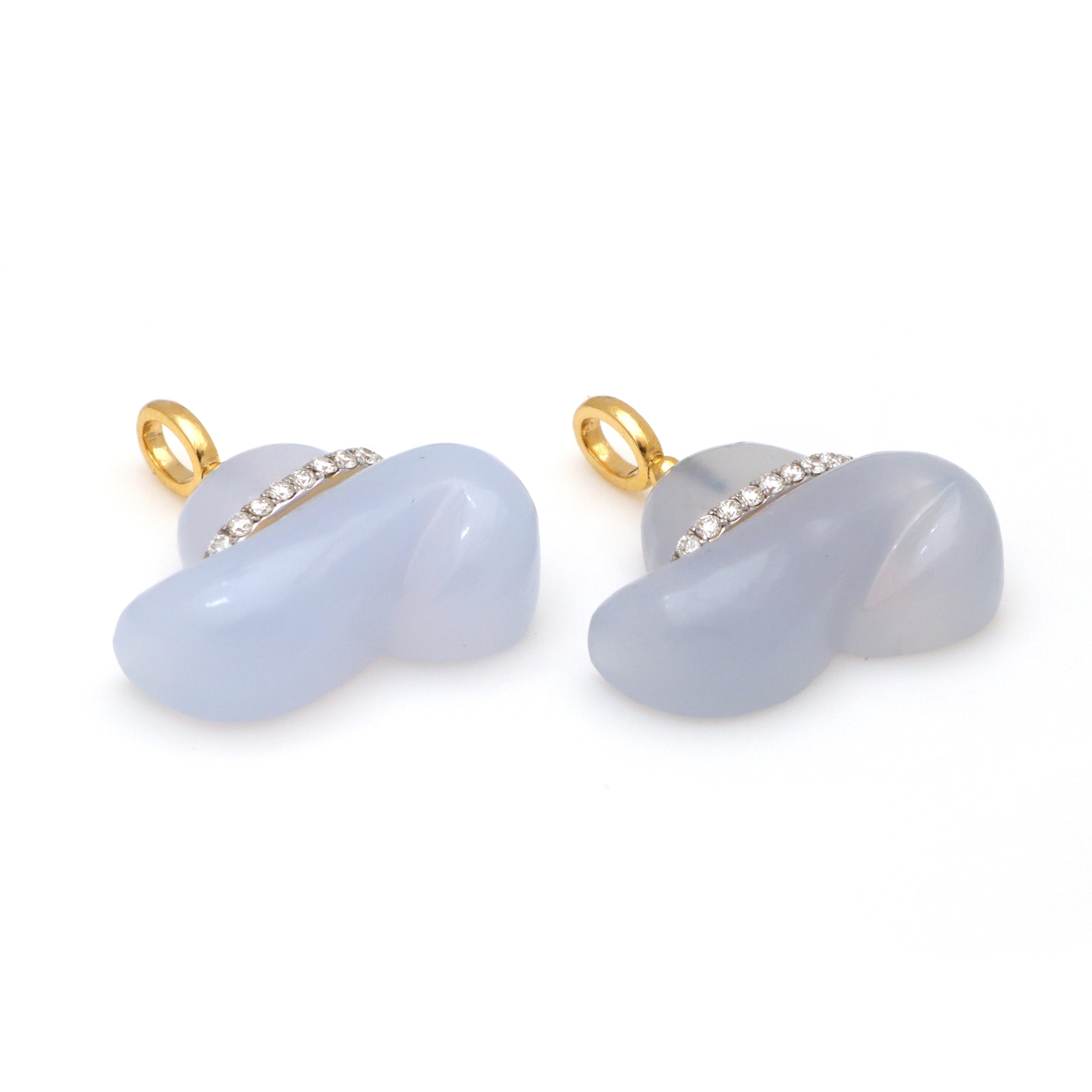 Natural Chalcedony 14K gold charm close-up detail - NFJSD-1600
